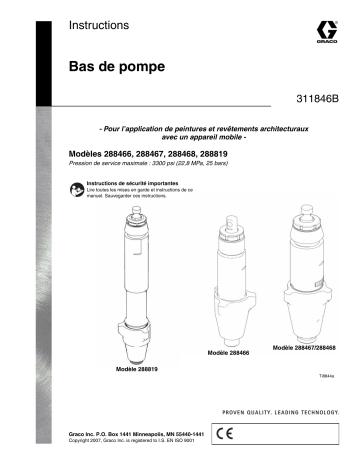 Graco 311846B Displacement Pump Manuel du propriétaire | Fixfr