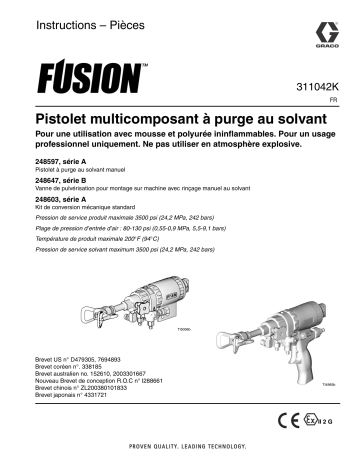 Graco 311042K - Fusion Solvent Purge Plural Component Gun Mode d'emploi | Fixfr
