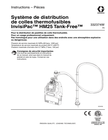 Graco 332374W - Système de distribution de colles thermofusibles InvisiPac HM25 Tank-Free Mode d'emploi | Fixfr