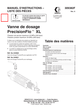 Graco 309382a , Vanne de dosage PrecisionFlo XL  Manuel du propriétaire