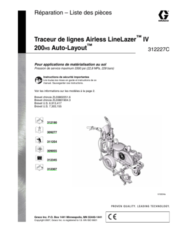 Graco 312227C LineLazer™ IV 200HS Auto-Layout™ Airless Linestriper System, Repair - Parts List Manuel du propriétaire | Fixfr