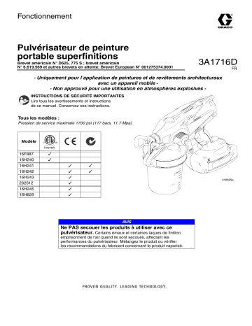 Graco 3A1716D - Fine Finish Hand-Held Paint Sprayer Manuel du propriétaire | Fixfr