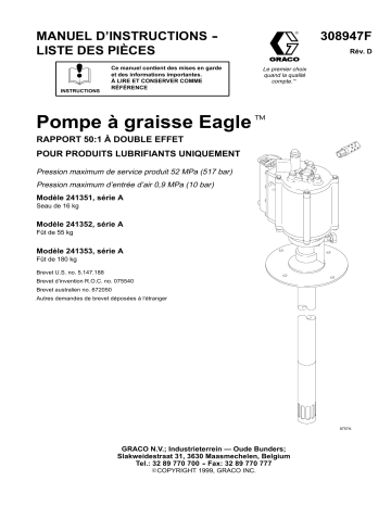 Graco 308947D, Pompe à graisse Eagle, MANUEL D’ Mode d'emploi | Fixfr