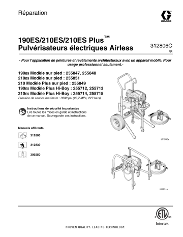 Graco 312806C - 190ES/210ES/210ES Plus Airless Sprayer, Repair Manuel du propriétaire | Fixfr