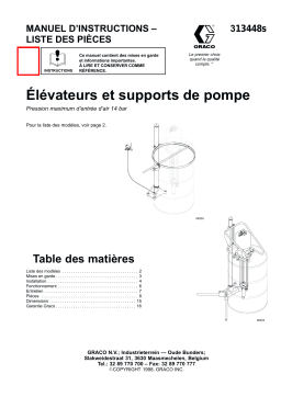 Graco 313448s , Élévateurs et supports de pompe Manuel du propriétaire