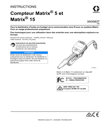 Graco 3A0583T - Compteur Matrix 5 et Matrix 15 Mode d'emploi | Fixfr