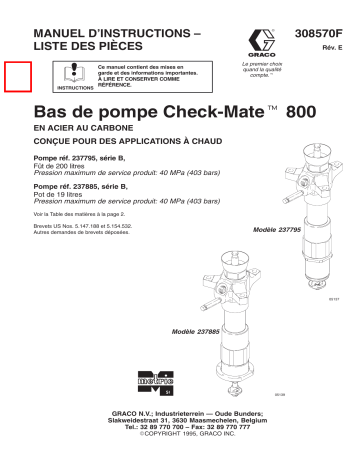 Graco 308570e , Bas de pompe Check-Mate 800 Manuel du propriétaire | Fixfr