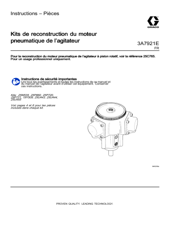 Graco 3A7921E, Kits de reconstruction du moteur pneumatique de l’agitateur Mode d'emploi | Fixfr