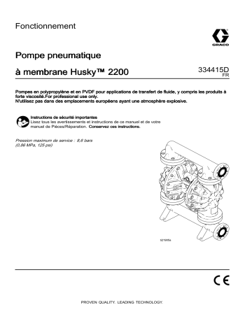 Graco 334415D, Pompe pneumatiqueà membrane Husky™ 2200, Fonctionnement Manuel du propriétaire | Fixfr