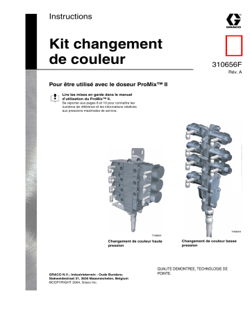 Graco 310656a , Kit changement de couleur pour être utilisé avec le doseur ProMix II Manuel du propriétaire | Fixfr