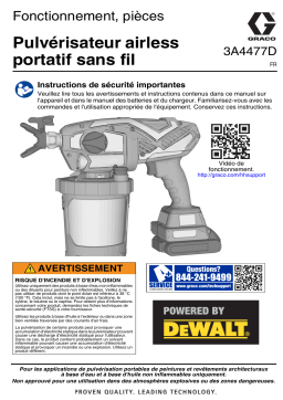 Graco 3A4477D, Pulvérisateur airless portatif sans fil, Fonctionnement, pièces, Français Manuel du propriétaire