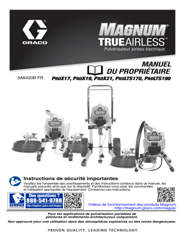 Graco 3A6420B, ProX17, ProX19, ProX21, ProLTS170, ProLTS190 Pulvérisateur airless électrique, Français, France Manuel du propriétaire | Fixfr