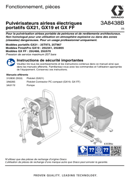 Graco 3A8438B, Pulvérisateurs airless électriques sans fil GX19, GX FF, GX21, Fonctionnement, Pièces, Français Manuel du propriétaire