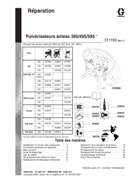 Graco 311169d 395/495/595 Airless Sprayer Manuel du propriétaire