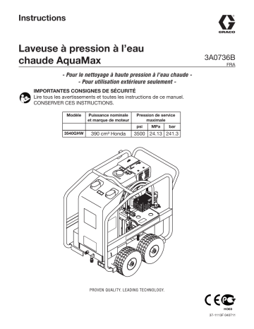 Graco 3A0736B - Aquamax Hot Water Pressure Washer Mode d'emploi | Fixfr