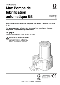 Graco 332307B, G3 Max Automatic Lubrication Pump Manuel du propriétaire