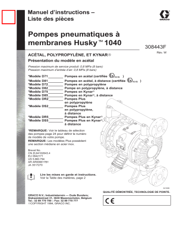 Graco 308443w , Pompes pneumatiques Manuel du propriétaire | Fixfr