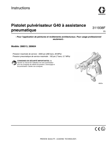Graco 311938F - G40 Air Assisted Spray Gun Mode d'emploi | Fixfr