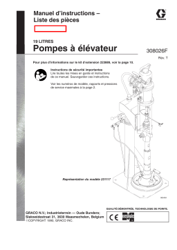 Graco 308026 t , Pompes à élévateur 19 litres Manuel du propriétaire