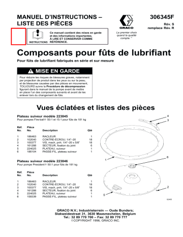 Graco 306345s , Composants pour fûts de lubrifiant Manuel du propriétaire | Fixfr