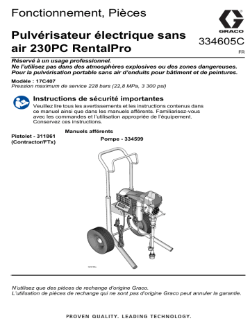 Graco 334605C -Pulvérisateur électrique sans air 230PC RentalPro, Fonctionnement, Pièces Manuel du propriétaire | Fixfr