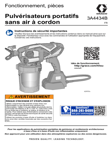 Graco 3A4434B -Pulvérisateurs portatifs sans air à cordon, Fonctionnement, pièces Français, France Manuel du propriétaire | Fixfr