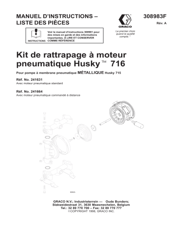 Graco 308983A, Kit de rattrapage à moteur pneumatique Husky™ 716, MANUEL D’ Mode d'emploi | Fixfr