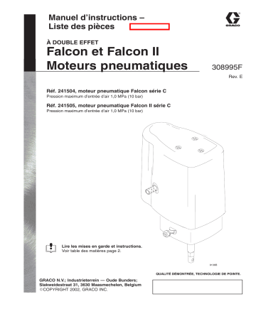 Graco 308995e , Falcon et Falcon II Moteurs pneumatiques Manuel du propriétaire | Fixfr