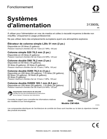 Graco 313905L, Systèmes d’alimentation, Fonctionnement Manuel du propriétaire | Fixfr