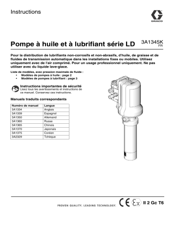 Graco 3A1345K - LD Series Oil and Grease Pump Manuel du propriétaire | Fixfr