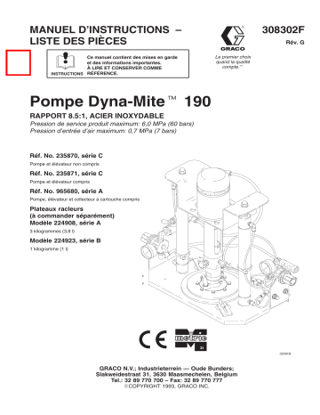 Graco 308302g , Pompe Dyna-Mite 190 Manuel du propriétaire | Fixfr