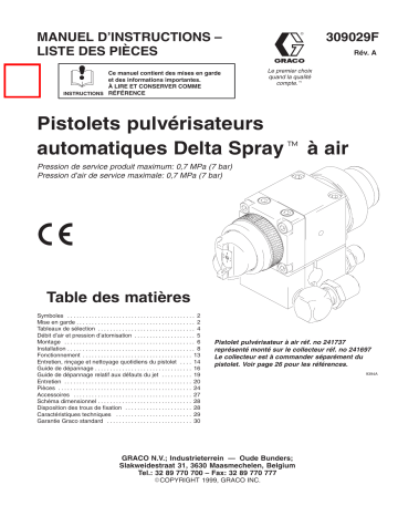 Graco 309029a , Pistolets pulvérisateurs automatiques Delta Spray à air  Manuel du propriétaire | Fixfr