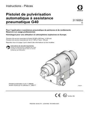 Graco 311655J, Pistolet de pulvérisation automatique à assistance pneumatique G40 Mode d'emploi | Fixfr