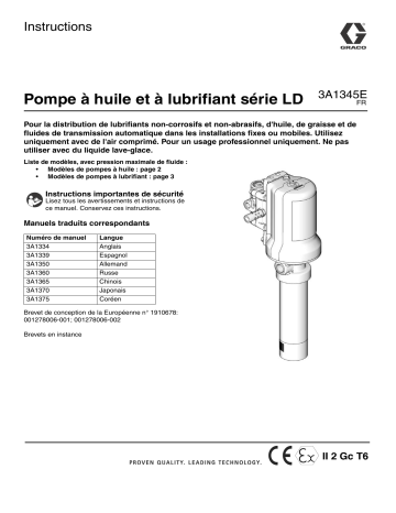 Graco 3A1345E LD Series Oil and Grease Pump Mode d'emploi | Fixfr
