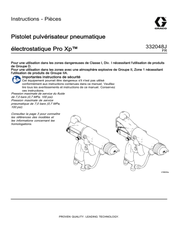 Graco 332048J, Pistolet pulvérisateur pneumatique électrostatique Pro Xp Mode d'emploi | Fixfr