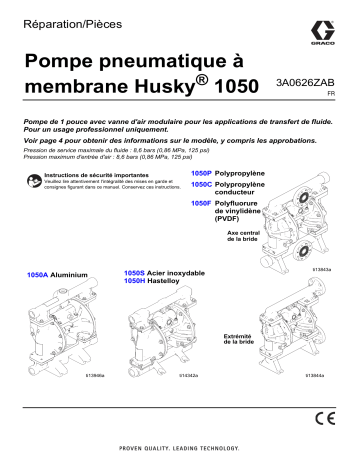 Graco 3A0626ZAB, 1050 Pompe pneumatique à membrane, Réparation/Pièces, Français, France Manuel du propriétaire | Fixfr