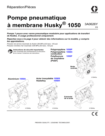 Graco 3A0626Y, Pompe pneumatique à membrane Husky 1050, Réparation/Pièces Manuel du propriétaire | Fixfr