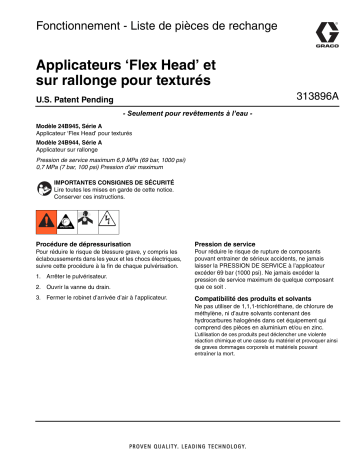 Graco 313896A Texture Flex Head and Pole Spray Applicators Manuel du propriétaire | Fixfr