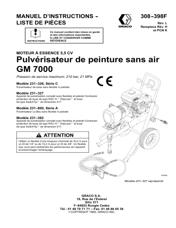 Graco 308398L, Pulvérisateur de peinture sans air GM 7000 Manuel du propriétaire | Fixfr