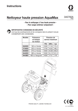 Graco 3A0760A AquaMax Pressure Washers Mode d'emploi