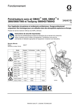 Graco 3A6401B, Pulvérisateurs sans air GMAX™ 3400, GMAX™ II 3900/5900/7900 et TexSpray 5900HD/7900HD, Fonctionnement, Français Manuel du propriétaire