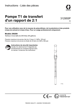 Graco 312955P - T1 2:1 Ratio Transfer Pump Mode d'emploi