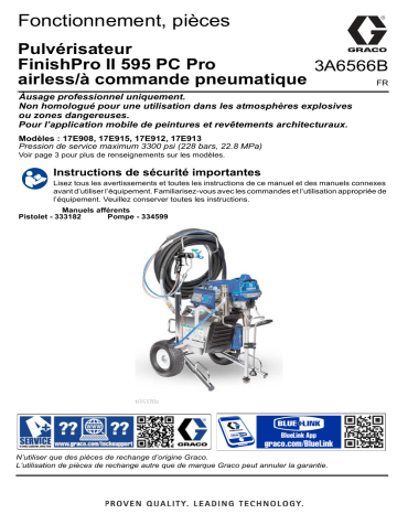 Graco 3A6566B, Pulvérisateur FinishPro II 595 PC Pro airless/à commande pneumatique, Français Manuel du propriétaire | Fixfr