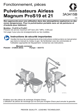 Graco 3A3415B - Pulvérisateurs Airless Magnum ProS19 et 21, Fonctionnement, pièces, (Français) Manuel du propriétaire