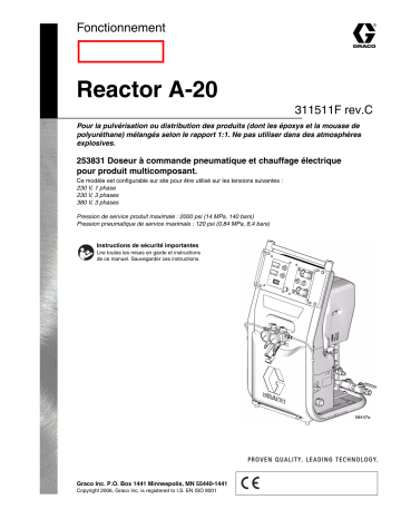 Graco 311511c , Fonctionnement Doseur multicomposant REACTOR A-20 Manuel du propriétaire | Fixfr