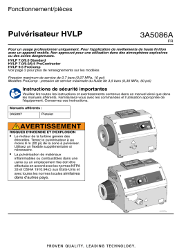 Graco 3A5086A, FinishPro HVLP 7.0/9.0/9.5, Generic, 7.0/9.0 Standard, 7.0/9.0/9.5 ProContractor, 9.5 ProComp, Fonctionnement/pièces, Français, France Manuel du propriétaire