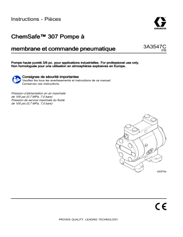 Graco 3A3547C, ChemSafe™ 307 Pompe à membrane et commande pneumatique Mode d'emploi | Fixfr