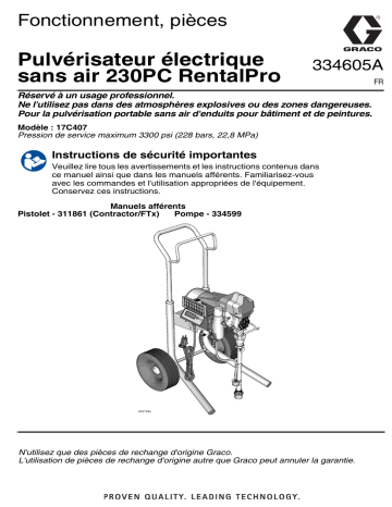 Graco 334605A - RentalPro 230PC Electric Airless Sprayer Manuel du propriétaire | Fixfr