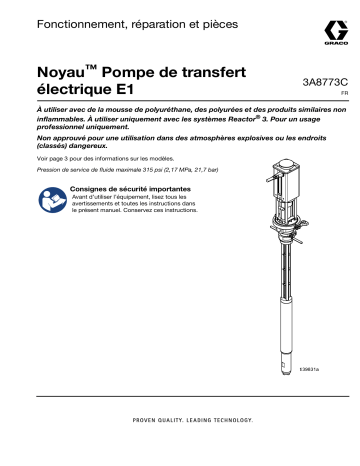 Graco 3A8773C, Core E1 Pompe de transfert Electrique Mode d'emploi | Fixfr