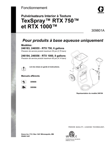 Graco 309801A TexSprayer RTX 750 et RTX 1000 Manuel du propriétaire | Fixfr
